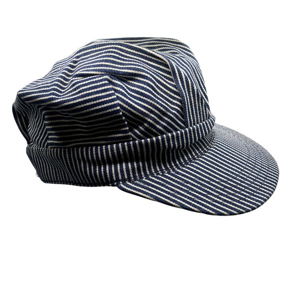 Vintage Blue & White Striped Train Conductor Hat – Boys Adjustable – Made in USA - Picture 1 of 7